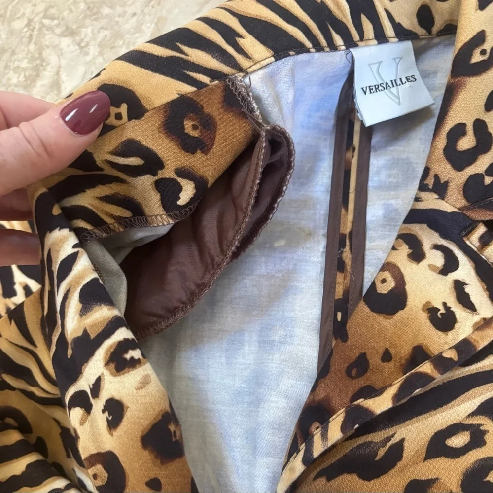 Versailles Animal Print Blazer Jacket Size 6 Leopard & Tiger Mixed Y2K Inspired